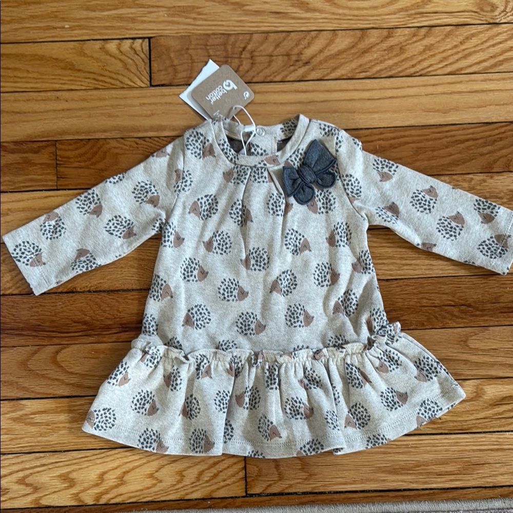 Mayoral Cream and Brown Baby Dress with Bow